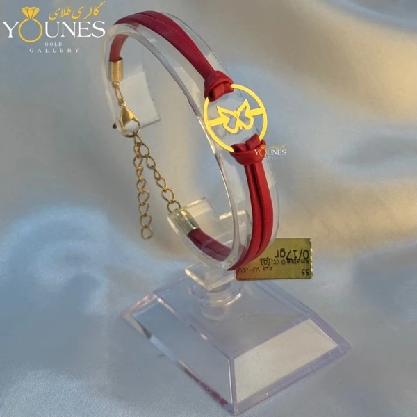 دستبند طلا چرم دولاین پروانه کوچک